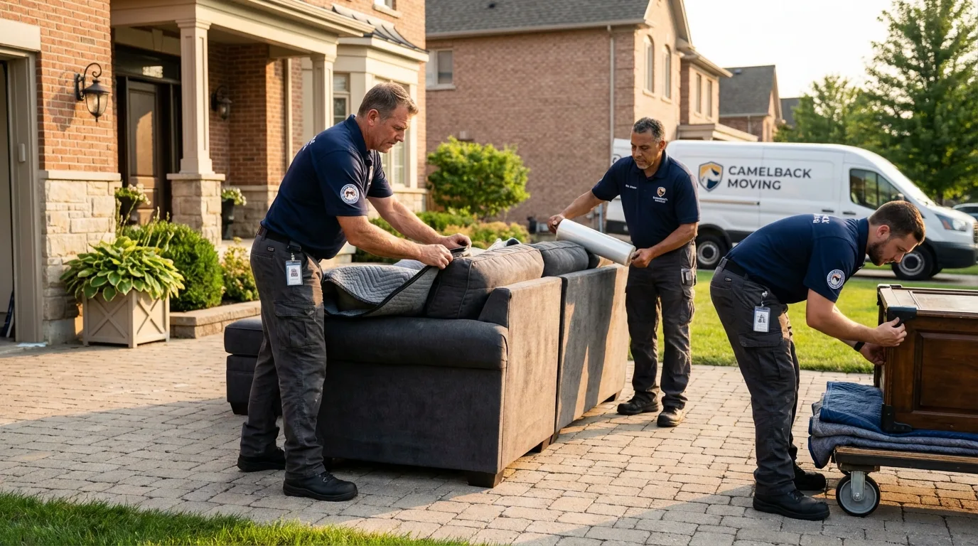 Large estate moving crew wrapping furniture in Center Hill, FL